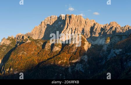 Montagne Civetta dans le Veneto. La Civetta est l'une des icônes des Dolomites. Les dolomites de la Vénétie font partie du patrimoine mondial de l'UNESCO. Ue Banque D'Images