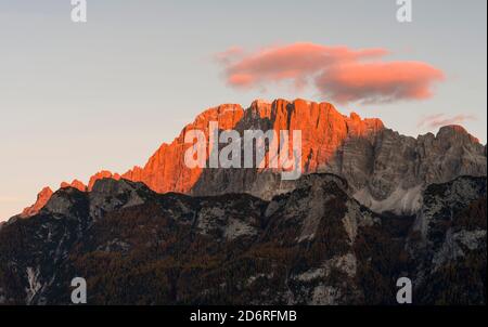 Montagne Civetta dans le Veneto. La Civetta est l'une des icônes des Dolomites. Les dolomites de la Vénétie font partie du patrimoine mondial de l'UNESCO. Ue Banque D'Images