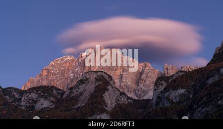 Montagne Civetta dans le Veneto. La Civetta est l'une des icônes des Dolomites. Les dolomites de la Vénétie font partie du patrimoine mondial de l'UNESCO. Ue Banque D'Images