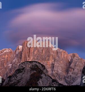 Montagne Civetta dans le Veneto. La Civetta est l'une des icônes des Dolomites. Les dolomites de la Vénétie font partie du patrimoine mondial de l'UNESCO. Ue Banque D'Images