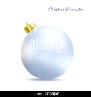 Boule blanche d'arbre de Noël isolée sur fond blanc Illustration de Vecteur