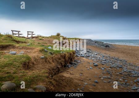 Vue sur le banc de la tempête qui survolle Northam Burrows, North Devon, Royaume-Uni. Banque D'Images