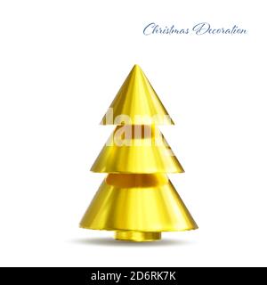 Décoration géométrique 3D de Noël isolée sur fond blanc Illustration de Vecteur
