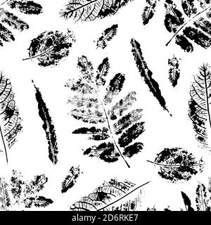 Motif plante foliaire monotype sans couture. Imprimé timbres botaniques, Illustration de Vecteur