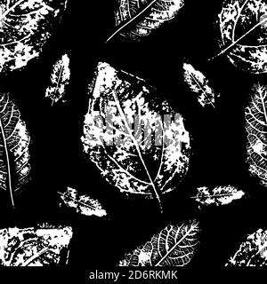 Motif plante foliaire monotype sans couture. Imprimé timbres botaniques, Illustration de Vecteur