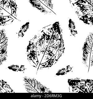 Motif plante foliaire monotype sans couture. Imprimé timbres botaniques, Illustration de Vecteur