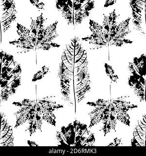 Motif plante foliaire monotype sans couture. Imprimé timbres botaniques, Illustration de Vecteur