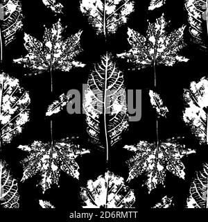 Motif plante foliaire monotype sans couture. Imprimé timbres botaniques, Illustration de Vecteur