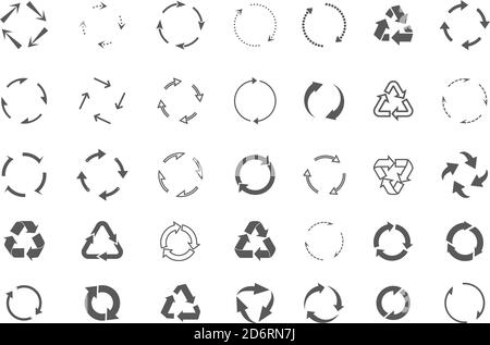 Ensemble de flèches de cercle jaunes sur fond noir. Icônes vectorielles. Graphique pour le site Web. Illustration de Vecteur