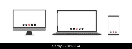 Ensemble réaliste de PC portable, tablette, smartphone. Illustration de Vecteur