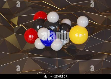 Cystéine (l-cystéine, Cys, C) molécule d'acide aminé. Rendu 3D. Modèle moléculaire à échelle sphérique; codage couleur des atomes: Hydrogène (blanc), carbone (gris), ox Banque D'Images