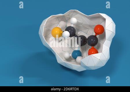 Cystéine (l-cystéine, Cys, C) molécule d'acide aminé. Rendu 3D. Les atomes sont représentés sous forme de sphères avec un codage couleur conventionnel : hydrogène (blanc), ca Banque D'Images