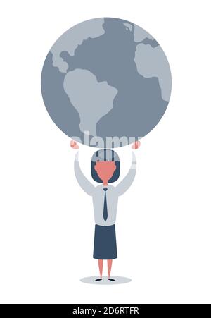 Femme tenant le monde entier entre ses mains Illustration de Vecteur