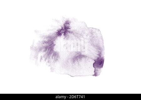 Texture abstraite de peinture à la main bleu aquarelle, isolée sur fond blanc, toile de fond texturée aquarelle, aquarelle goutte, tracé Banque D'Images