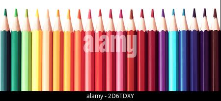 bannière web de la série de crayons de couleur isolés sur blanc Banque D'Images