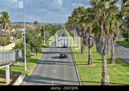 AUCKLAND, NOUVELLE-ZÉLANDE - 15 mai 2019 : Auckland / Nouvelle-Zélande - 15 2019 mai : perspective de te Irirangi Drive Banque D'Images