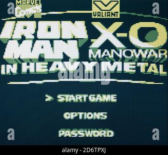 Iron Man X-O Manowar dans Heavy Metal - Nintendo Gameboy Jeu vidéo - usage éditorial uniquement Banque D'Images