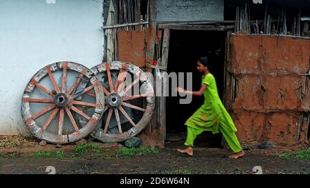 Indian Rural Life, Chotaudepur, Gujarat, Inde. Banque D'Images