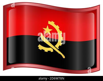 L'icône du drapeau de l'Angola, isolé sur fond blanc. Banque D'Images