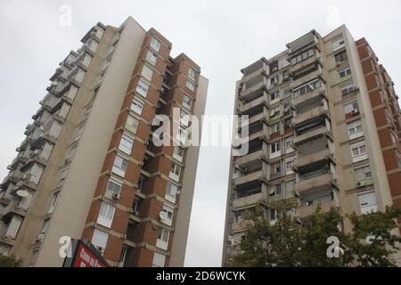 Bâtiments communistes dans la ville de Skopje dans le Nord de la Macédoine Banque D'Images