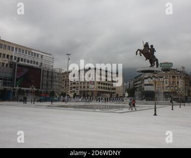 Place de Macédoine dans la ville de Skopje dans le nord de la Macédoine Banque D'Images