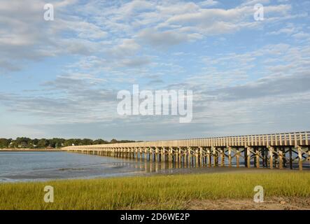 Vue magnifique sur la baie de Duxbury à marée basse. Banque D'Images