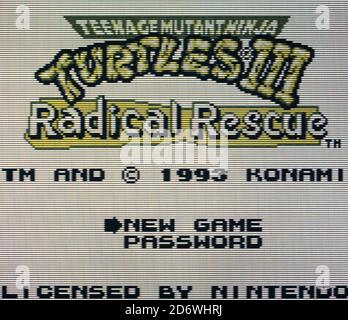 Tortues Ninja III - sauvetage radical - Nintendo Gameboy Videogame - usage éditorial uniquement Banque D'Images