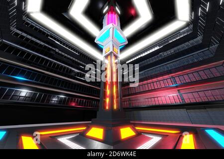 Illustration 3D d'une installation Alien. Banque D'Images