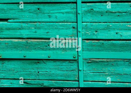 arrière-plan en bois turquoise de texture ancienne de planche Banque D'Images