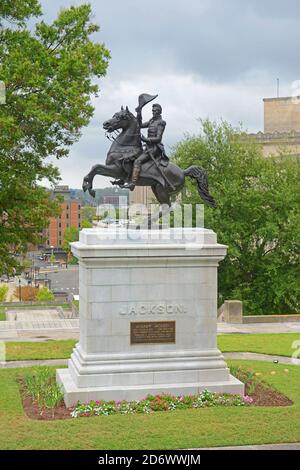 Statue d'Andrew Jackson au Capitole de l'État au centre de Nashville, Tennessee, États-Unis. Banque D'Images