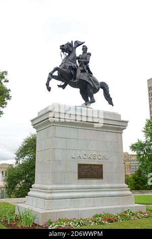 Statue d'Andrew Jackson au Capitole de l'État au centre de Nashville, Tennessee, États-Unis. Banque D'Images