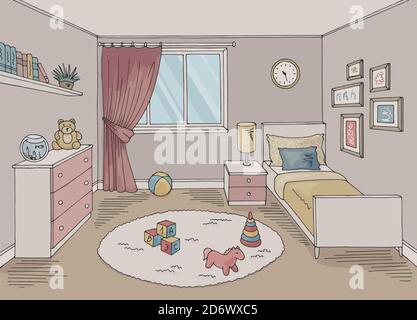 Enfants couleur graphique intérieur intérieur intérieur dessin illustration vecteur Illustration de Vecteur