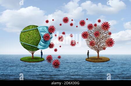 Médecine préventive portant un masque ou une couverture médicale du visage comme un concept de sécurité et d'hygiène pour contrôler la propagation des infections virales. Banque D'Images