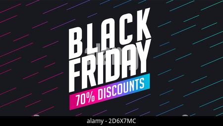 Bannière, prospectus ou affiche pour la promotion du Vendredi fou. Conception en arrière-plan des lignes et des couleurs de tendance. Vecteur Illustration de Vecteur