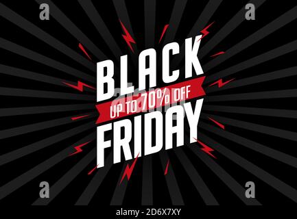 Fond rétro avec design et texte Black Friday. Pour la promotion du Vendredi fou dans les affiches, les prospectus, les bannières et les publicités. Design attrayant et tendance Illustration de Vecteur