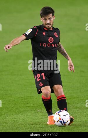 SÉVILLE, 18-10-2020. Primera Division Ligue espagnole. LaLiga. Stade Benito Villamarin. David Silva (Real Sociedad) pendant le jeu Real Betis - Real Sociedad. Photo: Juan Jose Ubeda/PROSHOTS. Banque D'Images