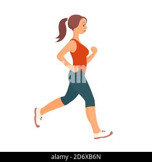 Une belle fille mince est en train de courir. Entraînement sportif. Illustration vectorielle isolée. Illustration de Vecteur