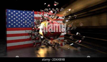 La Chine et les États-Unis sont en concurrence avec la technologie, l'information et le commerce. Conflit entre les États-Unis et la Chine Banque D'Images