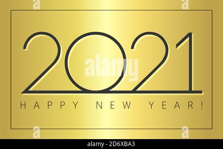 2021 UN heureux Nouveau an congruts concept de vecteur. Logotype classique de style simple. Modèle de conception graphique isolé abstrait. Chiffres sur fond doré Illustration de Vecteur