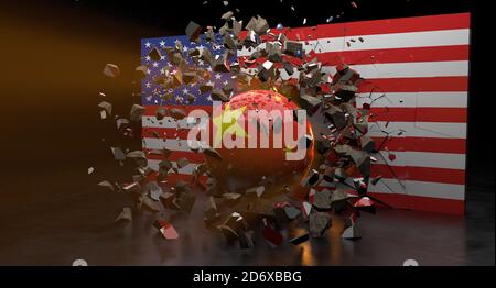 La Chine et les États-Unis sont en concurrence avec la technologie, l'information et le commerce. Conflit entre les États-Unis et la Chine Banque D'Images