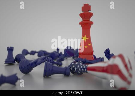 La Chine et les États-Unis sont en concurrence avec la technologie, l'information et le commerce. Conflit entre les États-Unis et la Chine Banque D'Images