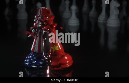La Chine et les États-Unis sont en concurrence avec la technologie, l'information et le commerce. Conflit entre les États-Unis et la Chine Banque D'Images