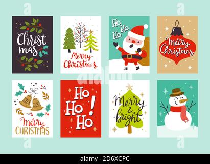 Collection de cartes de vœux de Noël, parfaites pour inclure dans les cadeaux de Noël. Illustration vectorielle Eps10. Illustration de Vecteur