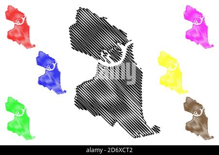 Ville de Natal (République fédérative du Brésil, Etat du Rio Grande do Norte) carte illustration vectorielle, scribble plan ville de Natal carte Illustration de Vecteur