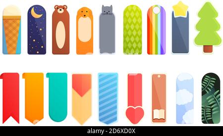 Ensemble d'icônes de signet. Ensemble de dessins animés d'icônes vectorielles de signet pour la conception Web Illustration de Vecteur