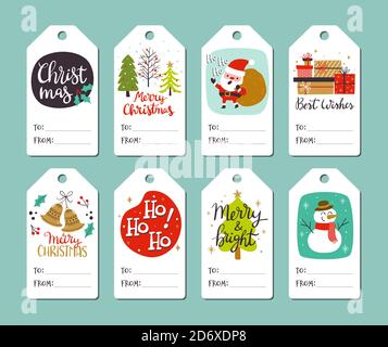 Collection d'étiquettes volantes de Noël avec espace vierge modifiable, parfaites pour inclure dans les cadeaux de Noël. Illustration vectorielle Eps10. Illustration de Vecteur