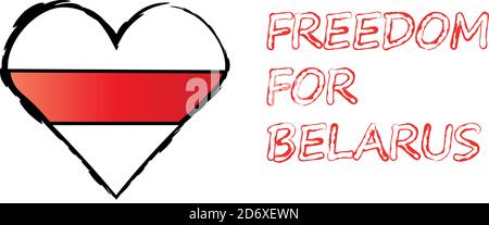 Coeur blanc-rouge-blanc et liberté d'inscription pour la Biélorussie Illustration de Vecteur