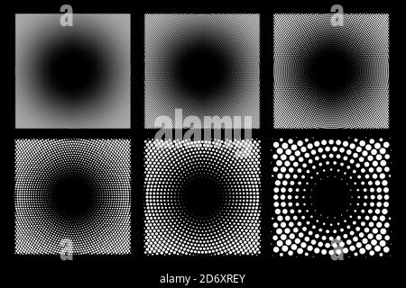 Abstrait cercles en pointillés demi-ton ensemble pop art design texture Illustration de Vecteur
