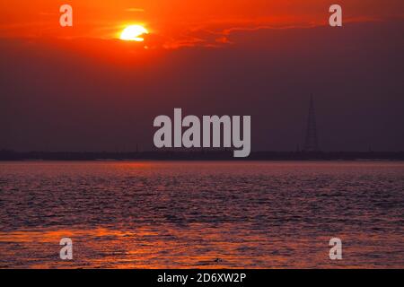 belle vue sur le fleuve ganga au crépuscule en été, bengale-occidental en inde Banque D'Images