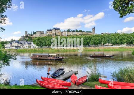 France, Indre et Loire Parc naturel régional de l'Anjou Touraine, Vallée de la Loire classée au patrimoine mondial de l'UNESCO, Château de Chinon, forteresse royale Banque D'Images